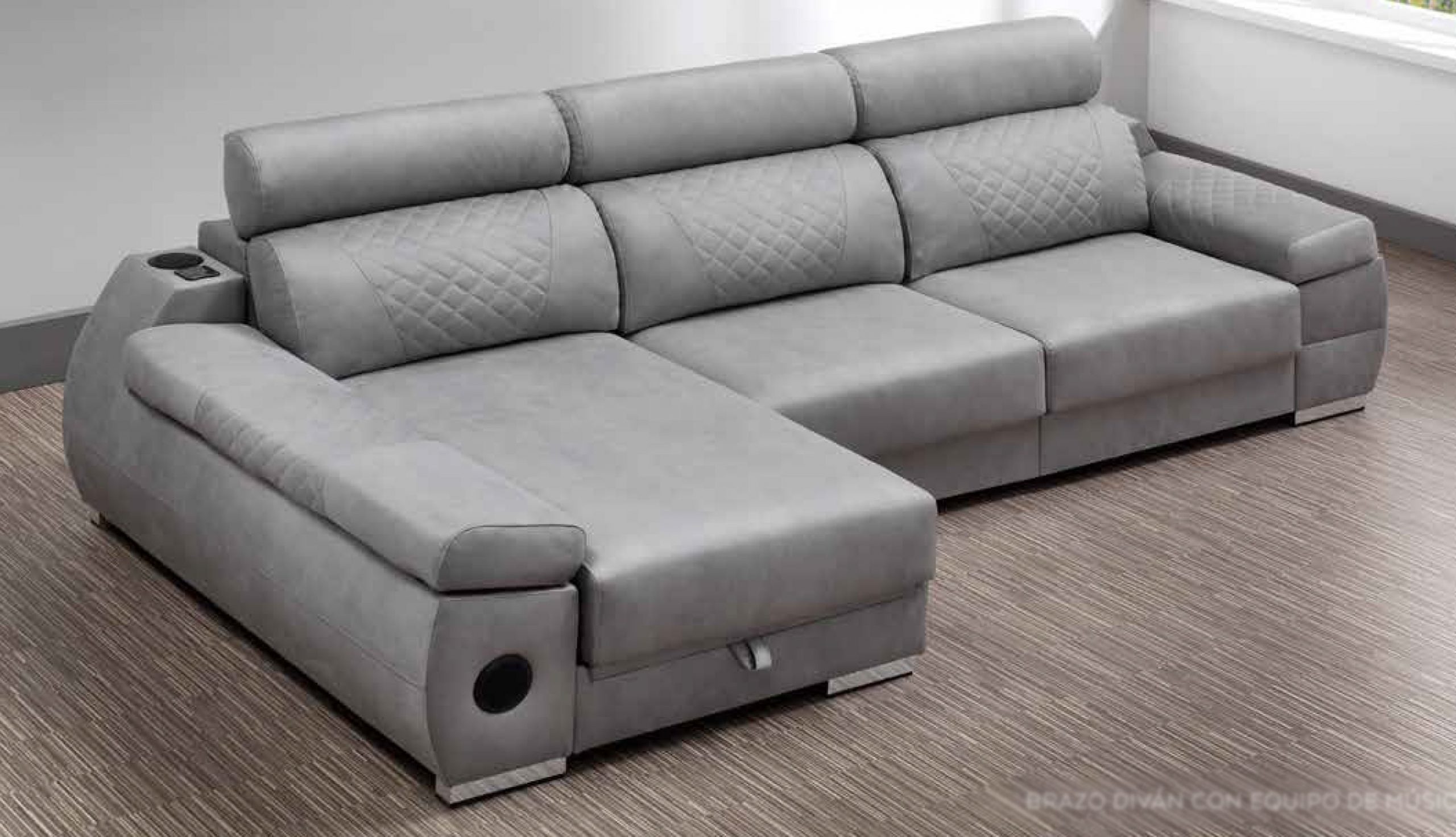 Sofá chaiselongue con almacenaje y asientos eléctricos